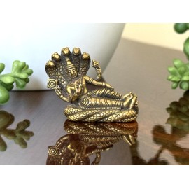 1 Inch Naga Reclining Buddha Amulet | Brass Miniature Statue | Powerful Luck Wealth Prosperity Money Charm for Pocket or Plant | Thai Magic Figurine for Business & Blessings | 1" Mini Decor