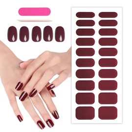 22 Sheets Removable and Portable Nail Stickers, Plain Gel Nail Stickers, Semi-Cured Gel Nail Stickers, DIY Nail Stickers, for Salon Quality Manicure Set (Brown)