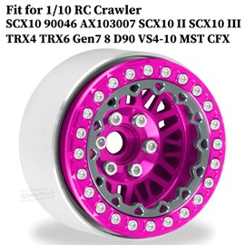 RCarmubWow RC 1.9" Beadlock Wheels 1.9 Beadlock Rims for 1/10 SCX10 90046 AX103007 TRX4 TRX6 Gen7 8 D90 VS4-10 MST CFX RC Crawler,Alloy Aluminium 1.9 rc Wheels 1.9 rc Rims w/Wheels Ring,Pink