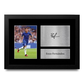 HWC Trading FR A4 Enzo Fernandez Chelsea Gifts Printed Signed Autograph Picture for Football Fans and Supporters - A4 Framed