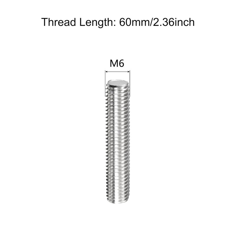 TA-VIGOR 5Pcs M6 x 60mm Fully Threaded Rod, 304 Stainless
