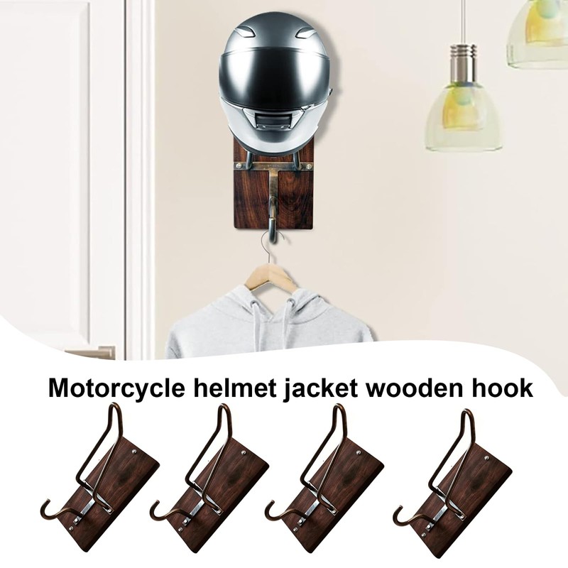 NIYATA Motorcycle Helmet Wall Mount Wall Mount with Hooks, Multifunctional
