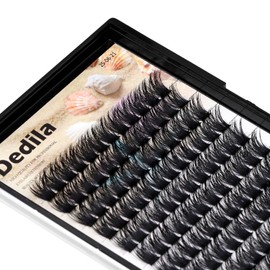 Dedila 120 Clusters Individual False Eyelashes Wide Stem D Curl Handmade Dramatic Black Soft and Light 5D Volume Eye Lashes Extensions Thick Base Women Girls Beauty Tools (18mm)