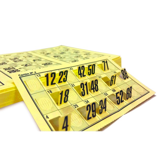 Genérico 480 Cartoni Numeri Fustellati per Bingo Tradizionale 90 Palle (Giallo)