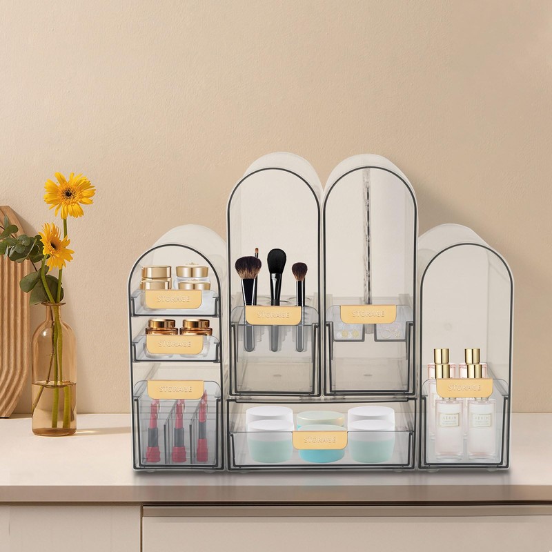 ILWorkTLs Countertop Makeup Organizer with Drawers,Stackable Cosmetic Organizers,Display Case for