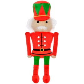 iscream Plush Fleece 18.5" Nutcracker Embroidered Accent Embellished Holiday Pillow - Green & Red