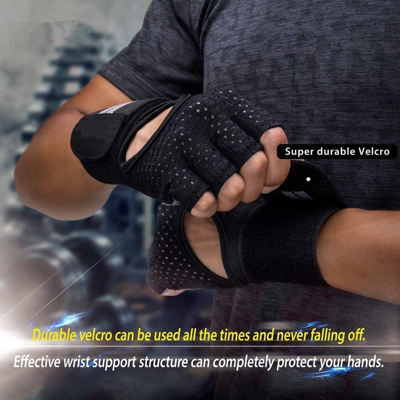 Weight Lifting Gym Workout Gloves Half Finger with Wrist Wrap