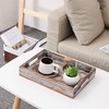ExoLiry Rustic Whitewashed Wood Food Serving Tray Cutout Carrying Handles