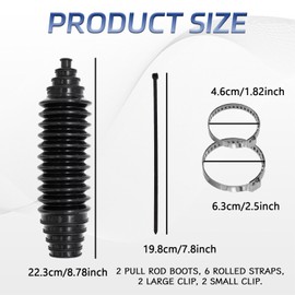 QQWD Car Rack and Pinion Boot Kit, Dustproof Silicone Rack and Pinion Boots for Steering System Protection, Multi-Size Adjutable Inner Tie Rod Boot Set with Pinion Bellow Cable Ties and Clamps(Black)