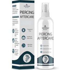 NOVEHA Piercing Aftercare Spray - Fast Cleaner Solution for Ear, Nose, and Belly Piercings - Keloid and Bump Cleaning with Hypochlorous Acid - 8 oz Bottle