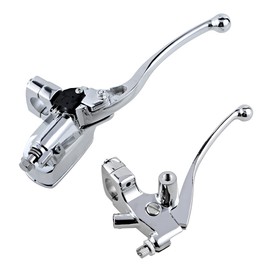 Chrome 1" 25mm Handlebar Left Clutch Lever + Right Hydraulic Brake Master Cylinder Compatible with Harley Motorcycles