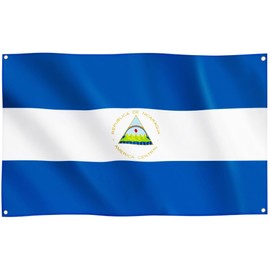 Runesol Nicaragua Flag, 91 x 152 cm, 4 Eyelets, One in Each Corner, Nica, Republic of Nicaragua, Revolution Day, Premium Flags for Indoor and Outdoor Use, Vibrant Colours