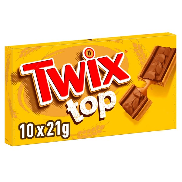 TWIX TOP Milk Chocolate and Caramel Biscuit - 10 Individual Biscuits - 210 g