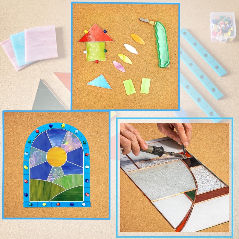 Stained Glass Supplies Kits, Glass Cutting Tools, Black Backed and