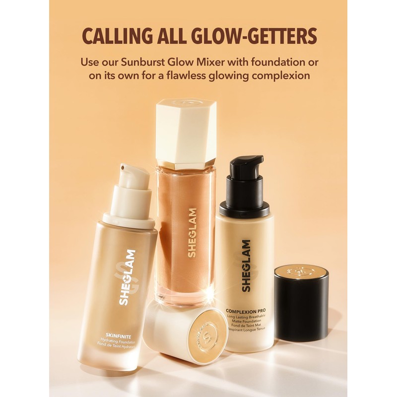 SHEGLAM Sunburst Glow Mixer 4-IN-1 Liquid Glow, Complexion Booster For