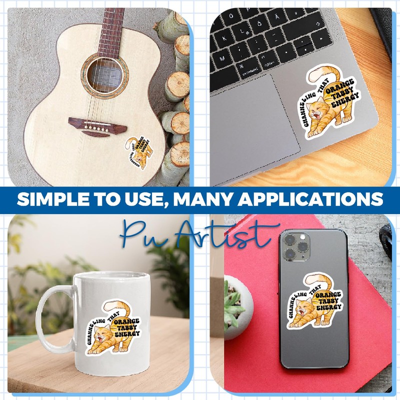 Orange Tabby Energy Sticker Cat Decal Pet Lovers, Cat Lover