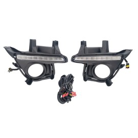 CONCEPT AUTOMOTIVE LIGHTS Replacement For 2014-2016 Toyota Highlander Fog Light Lamp LED DRL BEZEL COVER L&R Side