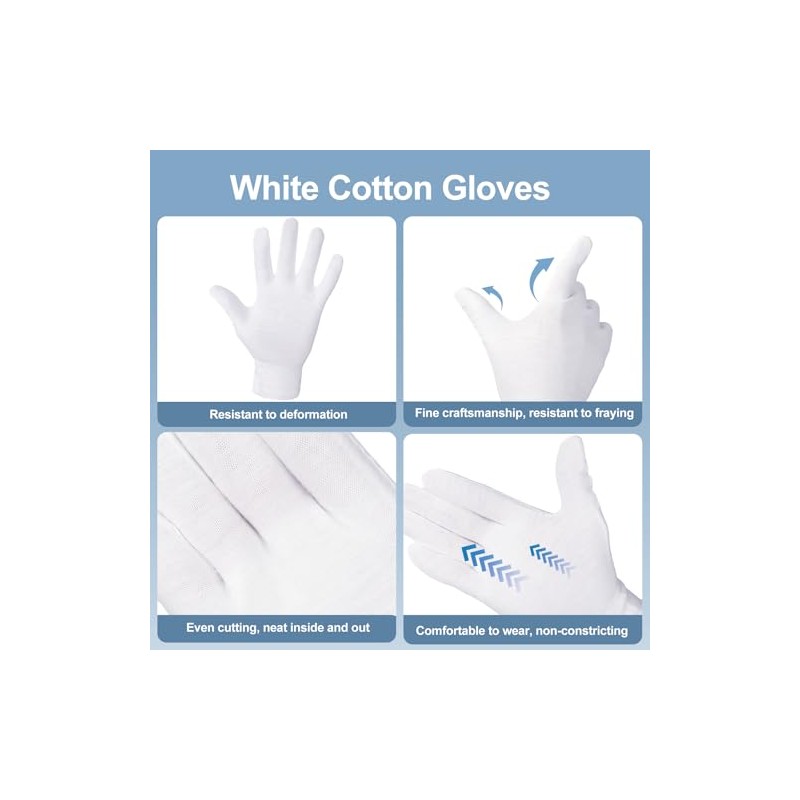 Paquete de 42 guantes de algodón blanco, unisex, suaves y