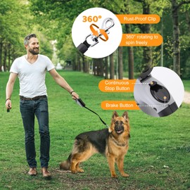 Roller Lead with Integrated Torch - Lightweight Dog Lead with 5 m Thick Nylon Strap, One-Handed Brake, Pause and Lock Option, Cheese Holder for Small to Medium Dogs/Cats