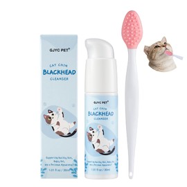 GJYC PET Cat Chin Acne Treatment Set Black Head Cleansing Lotion and Brush Perfect for Cats Bed Sensitive Skin 30ml