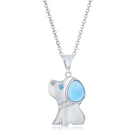 Larimar Dog Necklace for Women - Dog Jewelry for Women - Larimar Necklace for Women - Dog Gifts for Women - Larimar Jewelry for Women - Blue Larimar Natural Gemstone Necklaces - Puppy Necklace