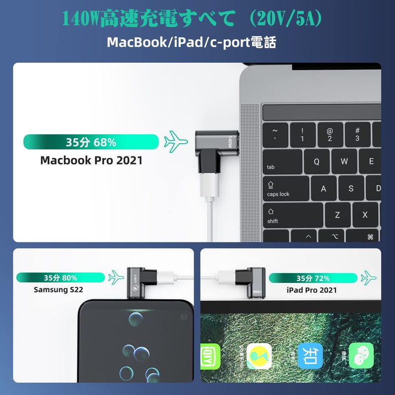HanCenDa USB-C Magnetic Adapter (2 Pack), 24 Pin Straight 140W