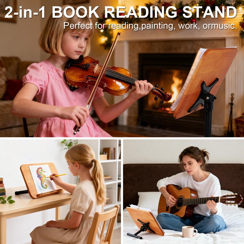 2 in 1 Dual-use Music Stand & Desktop Book Stand,
