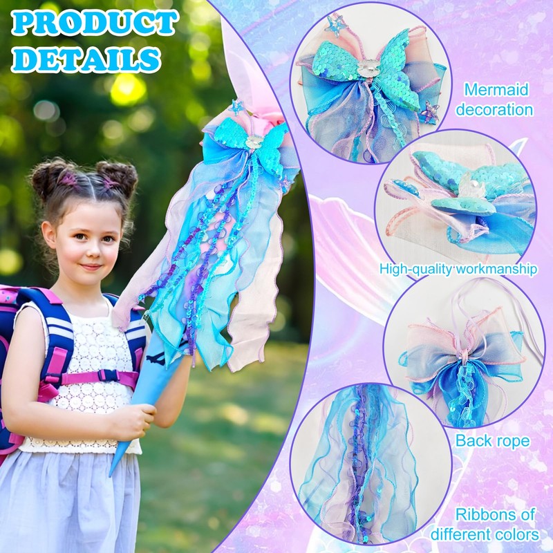 Ourdort Mermaid School Cone Bow, Sugar Cones, First Day of