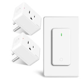 Remote Control Outlet,Greencycle 2 Remote Outlets and 1 Switch,Wireless Remote Control Outlet Plug,On/Off Light Switch Wall Mounted,500ft Range,15A 1500W for Household Appliances,No Wiring,White