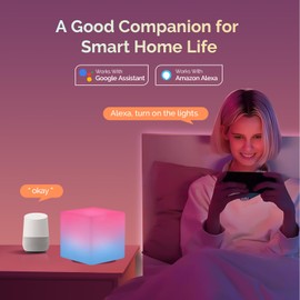 LOFTEK Smart LED Cube Lights, RGBCW Color Change Atmosphere Lights Rechargeable Bedside Lamp, Music Sync,Timer, Dimmable Night Lights for Bedroom, Compatible with Alexa & Google Assistant