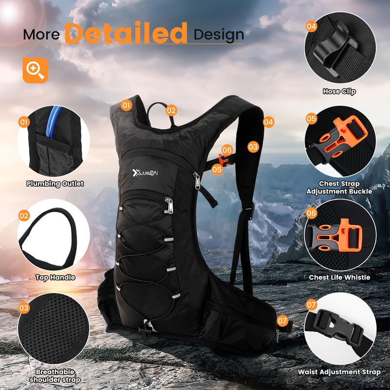 Hydration Backpack, Luckits Water Pack with 2L Water Bladder Lightweight
