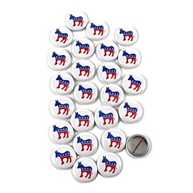 25 Pack - Democrat Party Symbol Pinback Buttons - 1 Inch