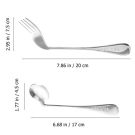 Happyyami 2 Sets Left Hand Cutlery Flatware Self-Feeding Spoon Adaptive Silverware Blending Fork Dinner Auxiliary Spoon Angled Assist Tableware Angled Spoon for Patients Elder Bevel Elbow