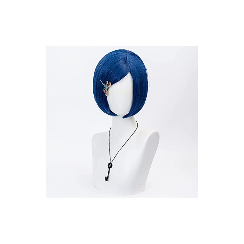 Pelucas azul oscuro con flequillo para mujer Peluca corta Bob
