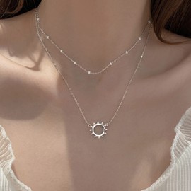 KristLand Gold Plated Titanium Steel Necklace Sun Pendant Necklace with Adjustable Chain Party Beach Vacation Birthday Gift for Womens Ladies Girls