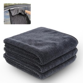 Rairsky Pack of 3 Shiny Bath Drying Towel XXL, Fast Dry Drying Towel 40 x 60 cm, Shower Cubicle Cloth for Water Removal, Shiny Wipes Bath Drying Cloth, for Water Removal in Shower and Bathroom (Black)
