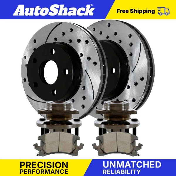 Auto Shack Front Wheel Bearing Hubs Drilled Rotors Black &