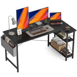 BANTI L Shaped Small Computer Desk with Storage Shelves, 55" Home Office Small Corner Desk Study Writing Table, Black