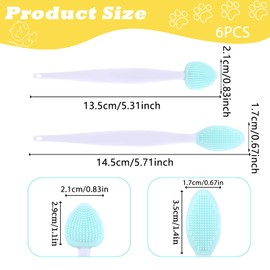 6 PCS Cat Acne Brush Set Chin Treatment, Cat Chin Cleaner Seed Exfoliating Brush, Black Seed Exfoliating Double-Sided Scrape Brush for Pet Cleaning Acne Balckhead (Yellow, Pink, Mint Green)