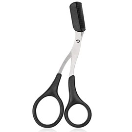 Jitnga Pack of 2 Eyebrow Scissors with Removable Eyebrow Comb - Beauty Eyebrow Scissors Trimmer Scissors with Comb for Shortening Eyebrows and Eyelashes for Men and Women (Black and Pink)