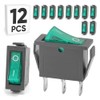 12-Pack Rocker Toggle Switch with Green Light, ON/Off SPST 3Pin