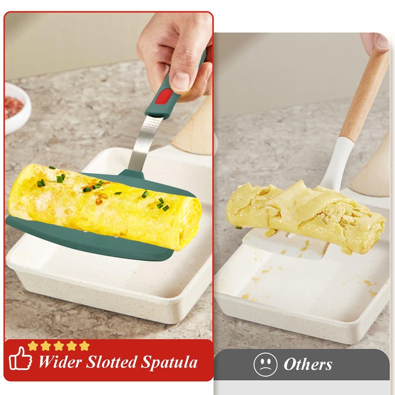 Silicone Spatula Turner, Heat Resistant Pancake Spatulas for Nonstick Cookware