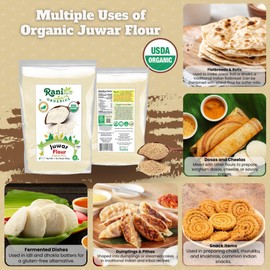 Rani Organic Juwar (Sorghum) Flour 16oz (1lb) 454g ~ All Natural | Vegan | Gluten Friendly | NON-GMO | Indian Origin | USDA Certified Organic