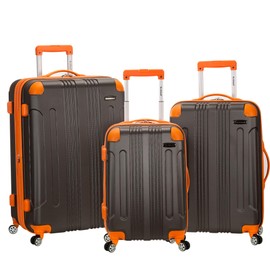 Rockland London Hardside Spinner Wheel Luggage, Charcoal, Checked Large 28"
