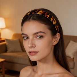 Tortoise Shell Headband for Women | Thick Tortoise Shell Headband | Wide French Headbands 1.5in Wide Acetate Retro Hairband Non-Slip Leopard Plastic Hair Band for Daily Use(yellow+orange)
