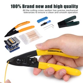 Optical Fiber Cleaver,FTTH Splicing Splice Fiber Optic Stripping Tool Kit Set with Fiber Cleaver FC-6S