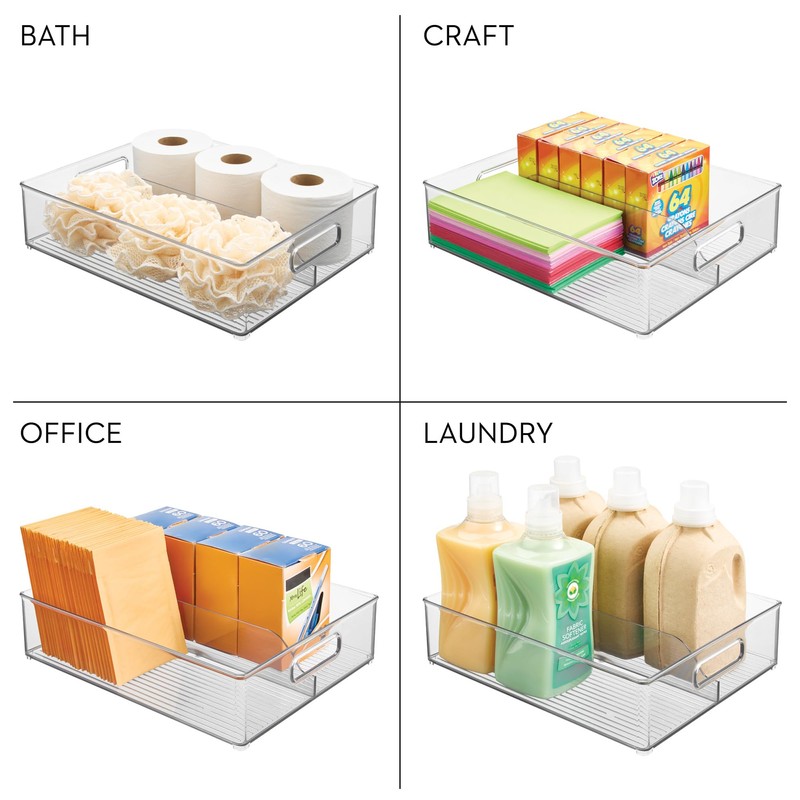 iDesign Divided Storage Bin with Handle for Pantry, Fridge, or