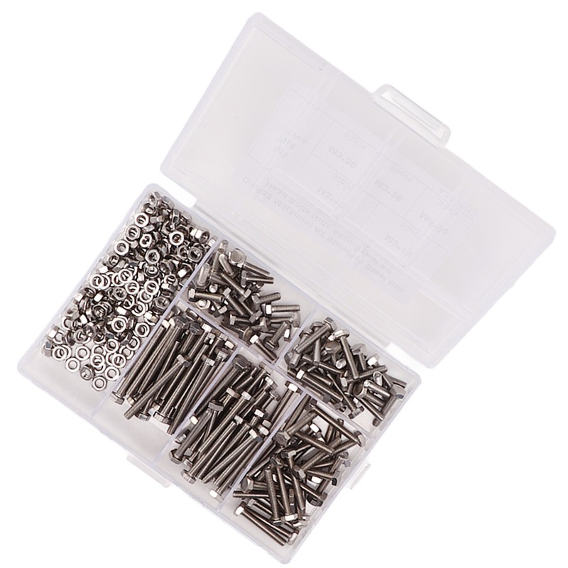 300Pcs M3 Hex Screws Nuts Set with Storage Box Uniform