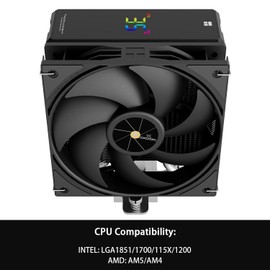 Thermalright Assassin X 120R Digital Black CPU Cooler Air with 4X6mm HeatPipes, Digital Screen Top Cover,PWM Fan Heatsink CPU Cooler,151mm High, for AM5 and Intel lga1700/1851/1150/1151/1200
