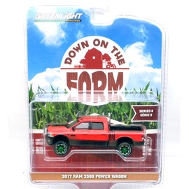 GREENLIGHT 48080-E-CHASE 1:64 Scale Down on the Farm Series 8 2017 Ram 2500 Power Wagon (Green Machine)